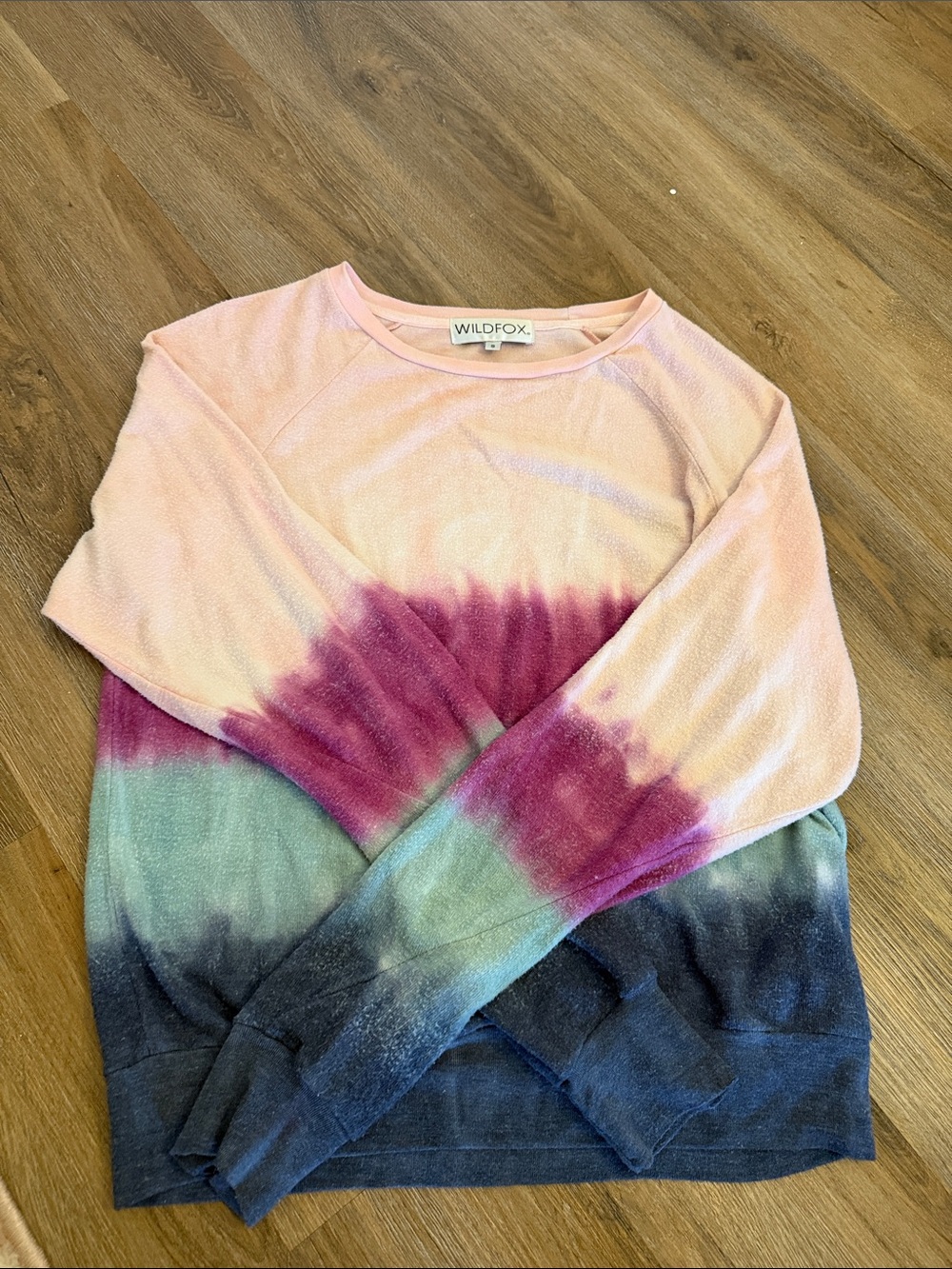 Wildfox Pastel Tie-Dye Pullover Sweatshirt - Pink, Magenta, Mint, Navy